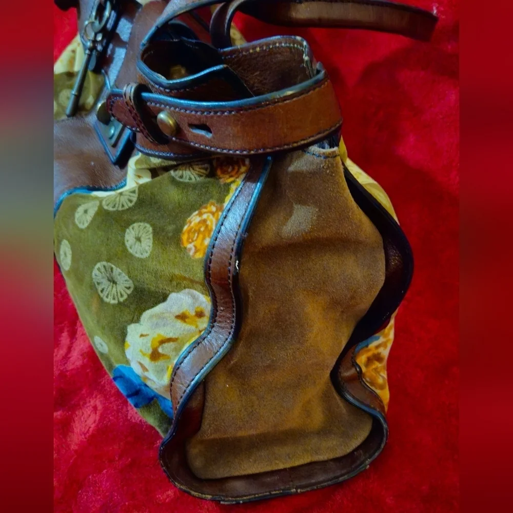 Fossil Vintage Rare Reissued Weekender Brown and Multicolor Satchel - Picture 5 of 16